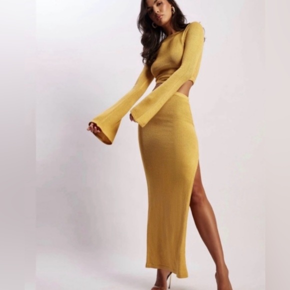 Meshki Mustard Pencil Skirt - Picture 2 of 6